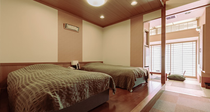 和洋室ツインベット+和室4.5畳